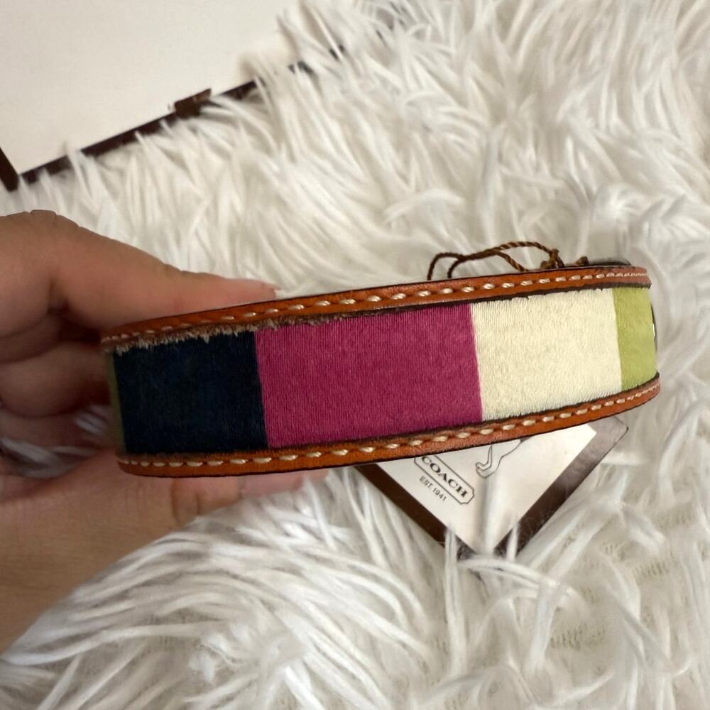 NWB y2k COACH Legacy Stripe Leather Dog Collar XS w COACH Charm Limited Ed Rare - Picture 5 of 10